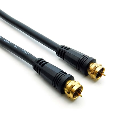 F-Type Screw-on RG6 Cable Black Gld Plated- 12Ft